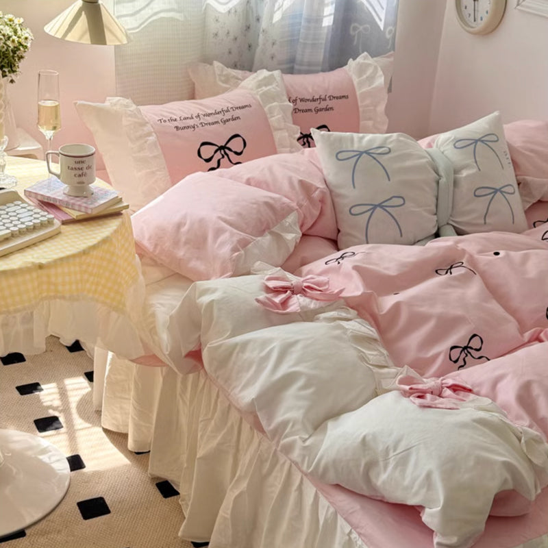 4color frill ribbon bedlinen set