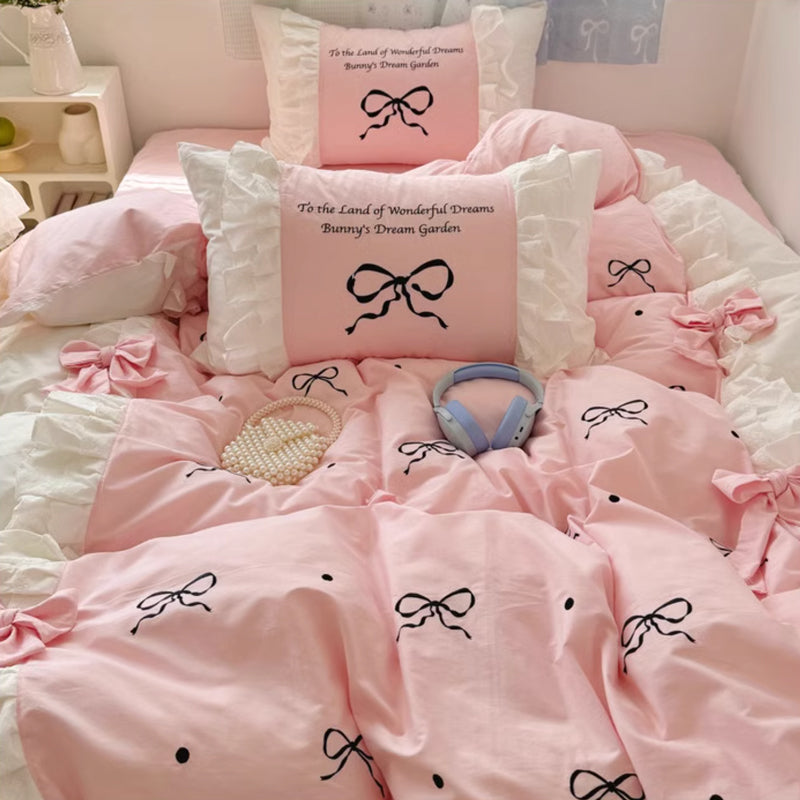 4color frill ribbon bedlinen set