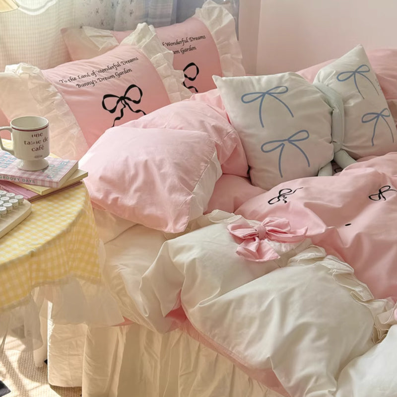 4color frill ribbon bedlinen set