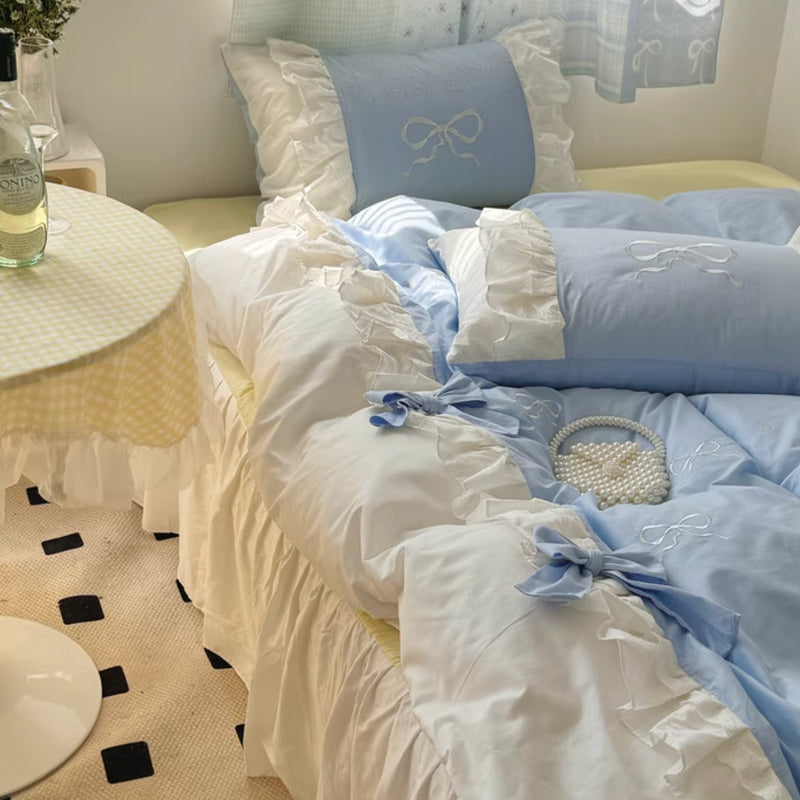 4color frill ribbon bedlinen set