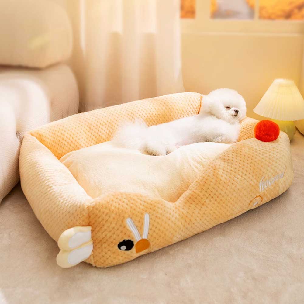 2color waffle knit pet bed
