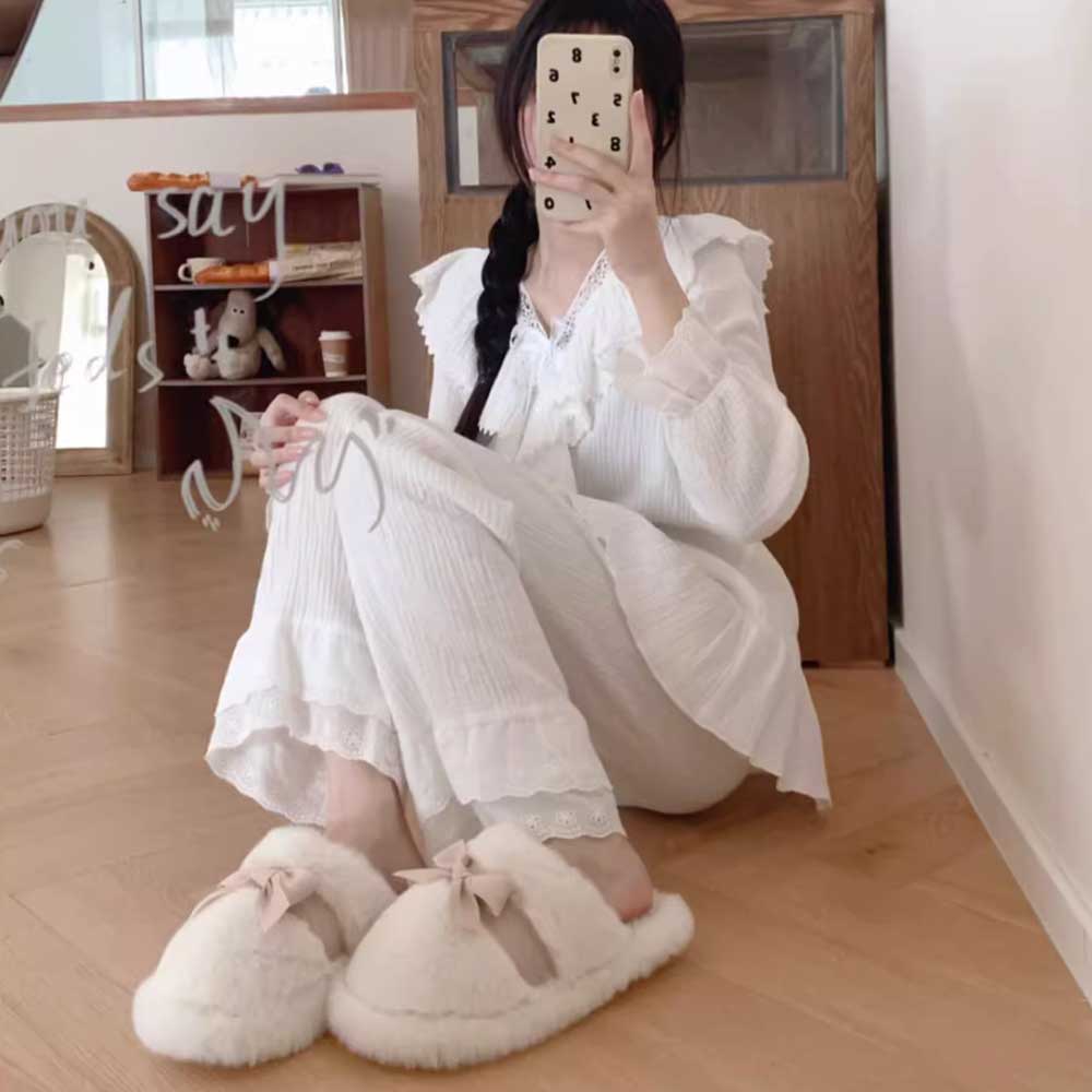 3color girly ribbon room shoes