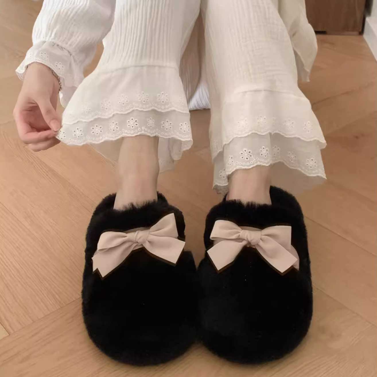 3color girly ribbon room shoes