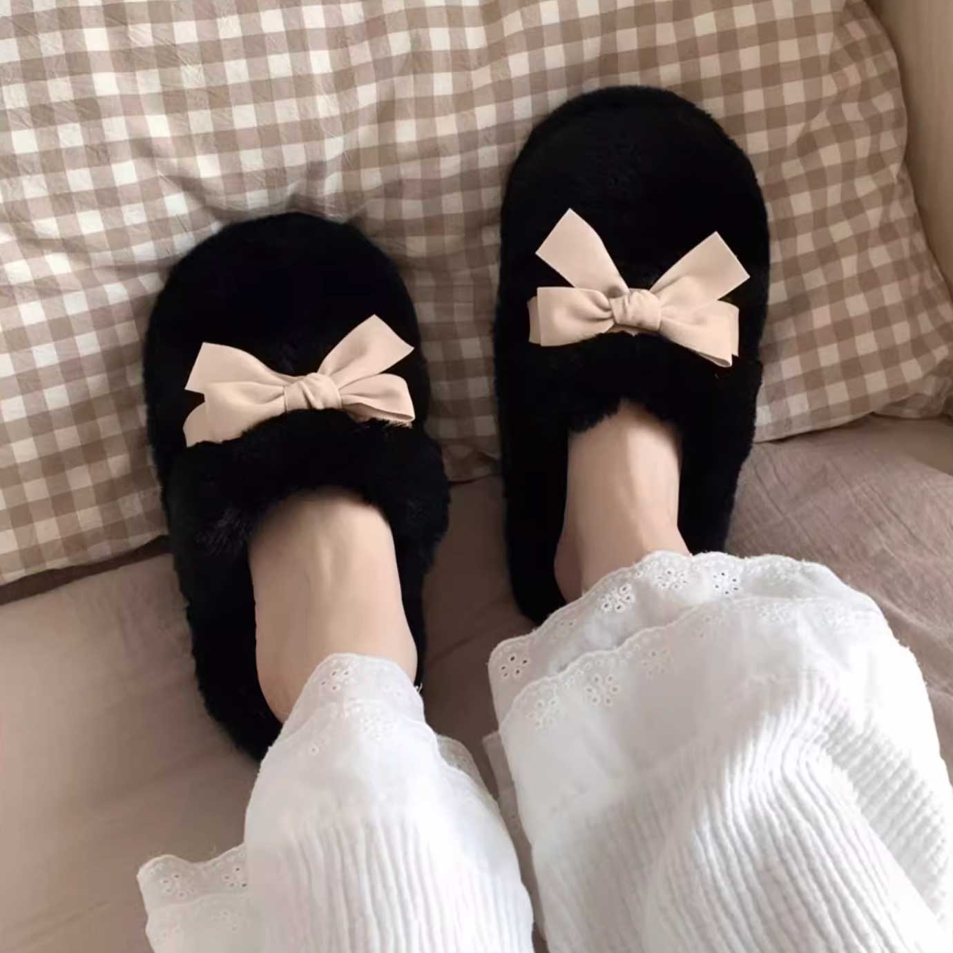 3color girly ribbon room shoes