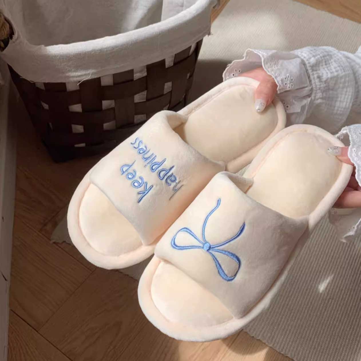2type ribbon embroidery room shoes