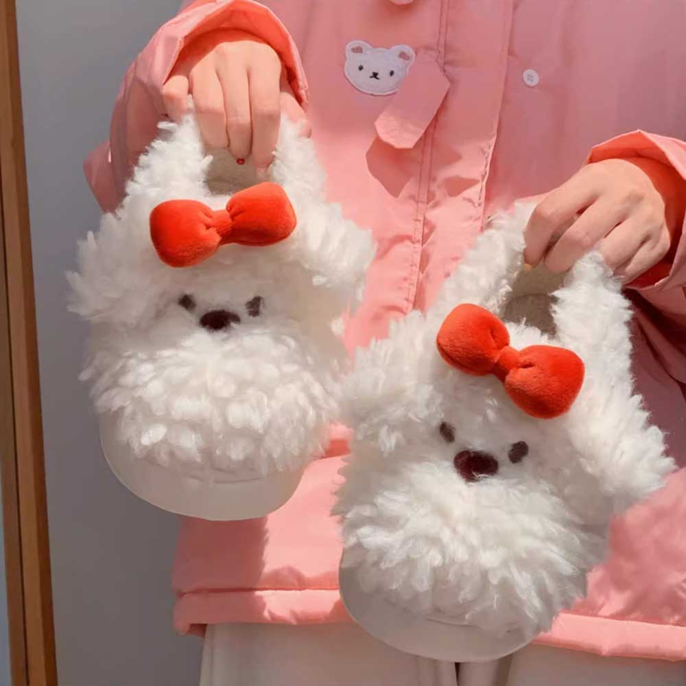 3color fur dog room shoes