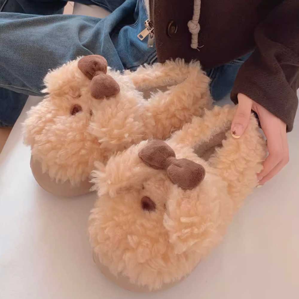 3color fur dog room shoes
