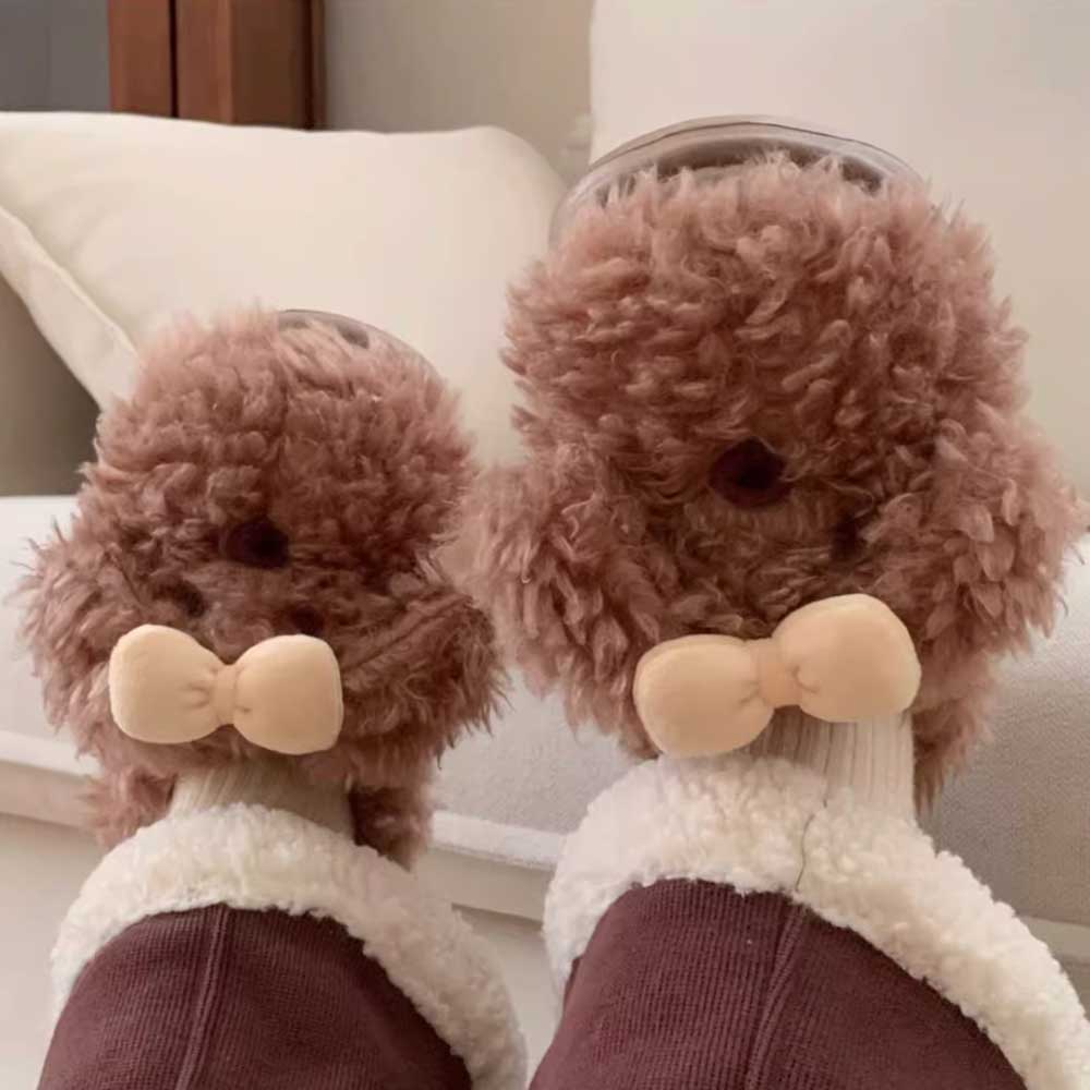 3color fur dog room shoes