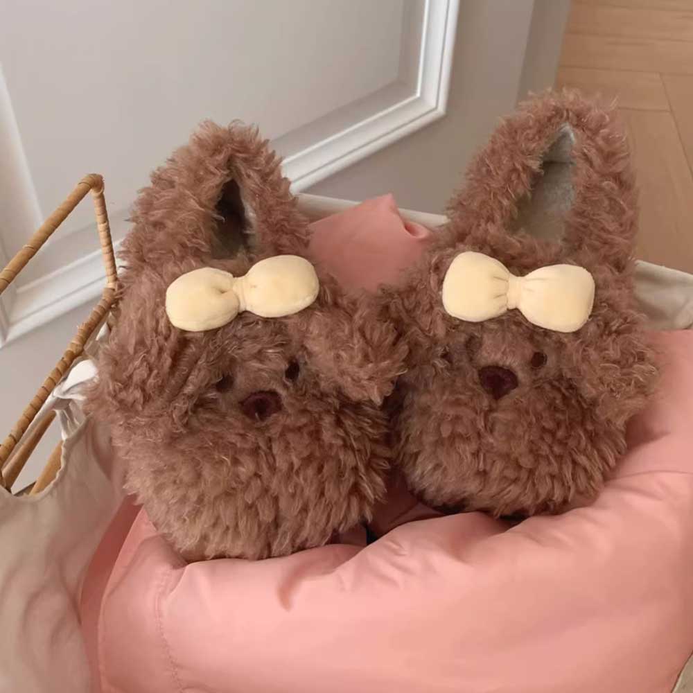 3color fur dog room shoes