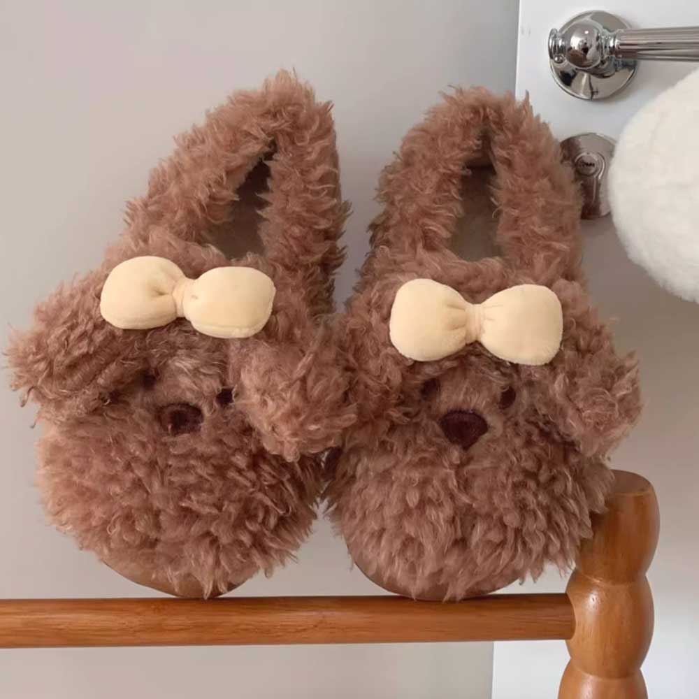 3color fur dog room shoes