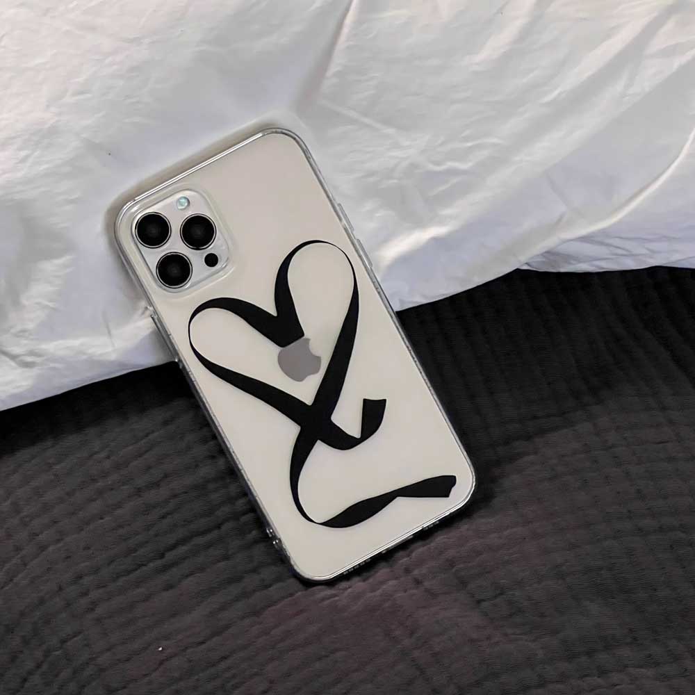 black ribbon heart iPhone case