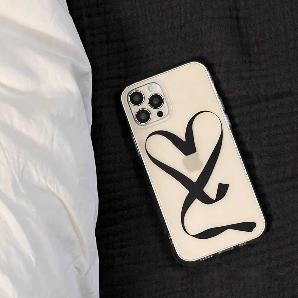 black ribbon heart iPhone case