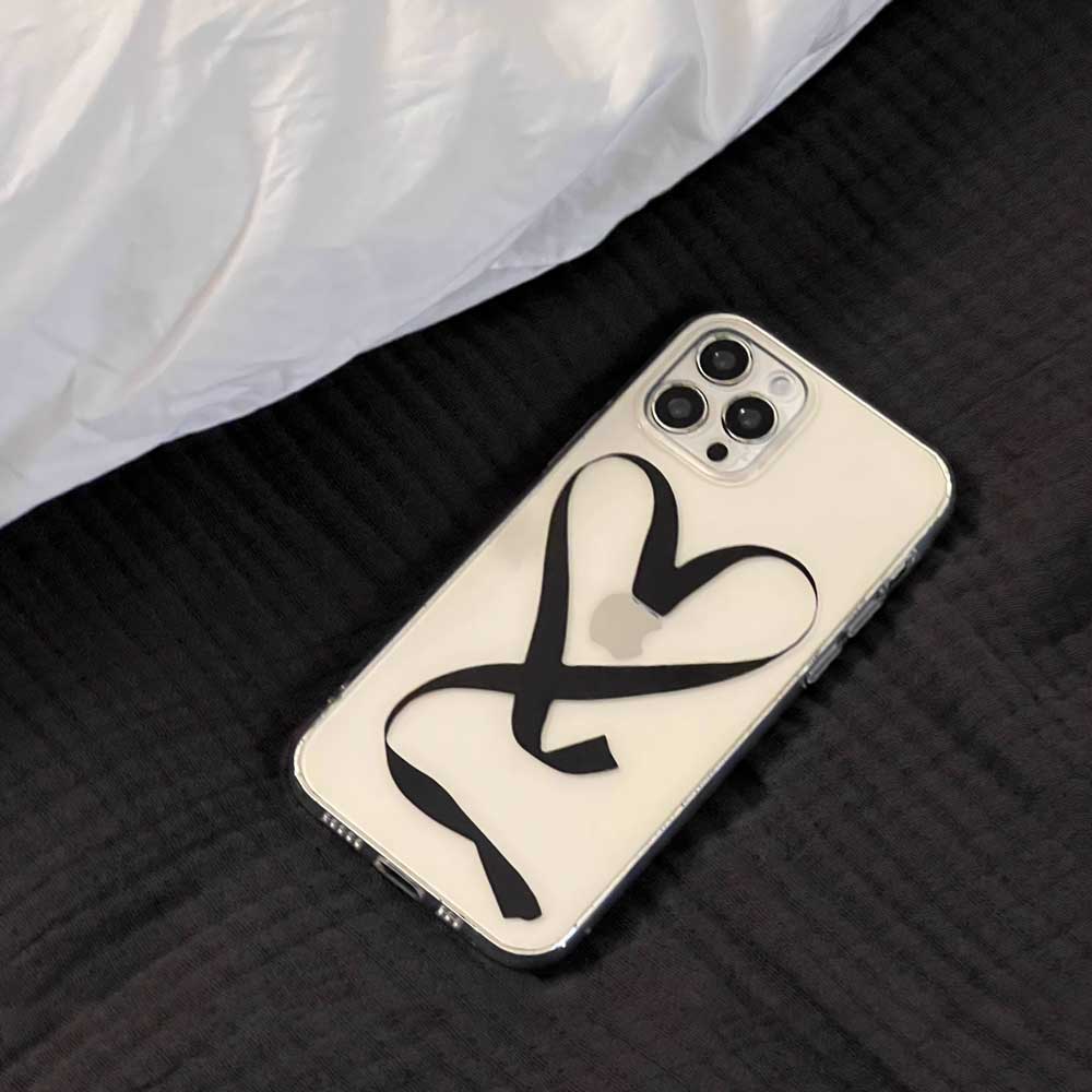 black ribbon heart iPhone case