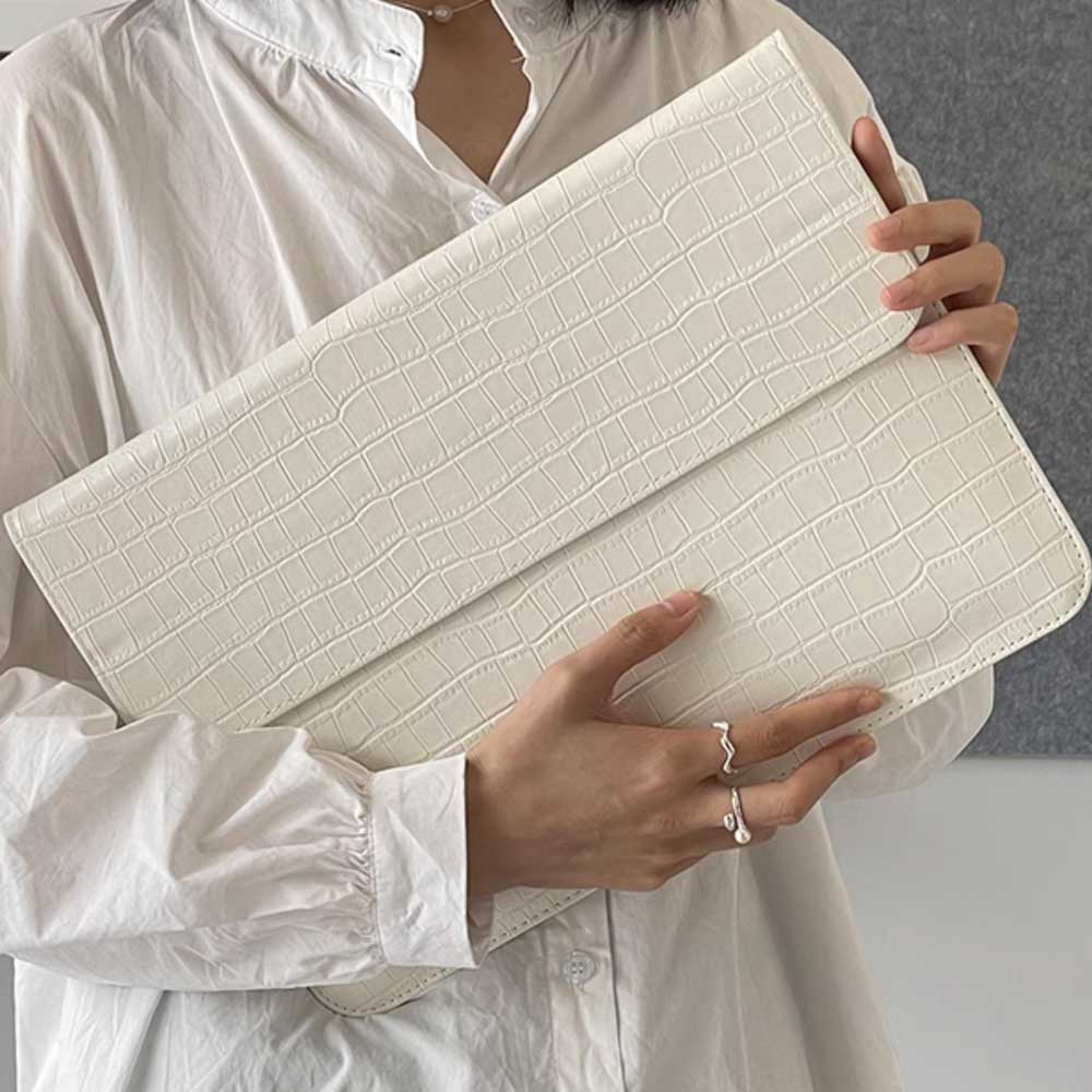 white crocodile PC bag