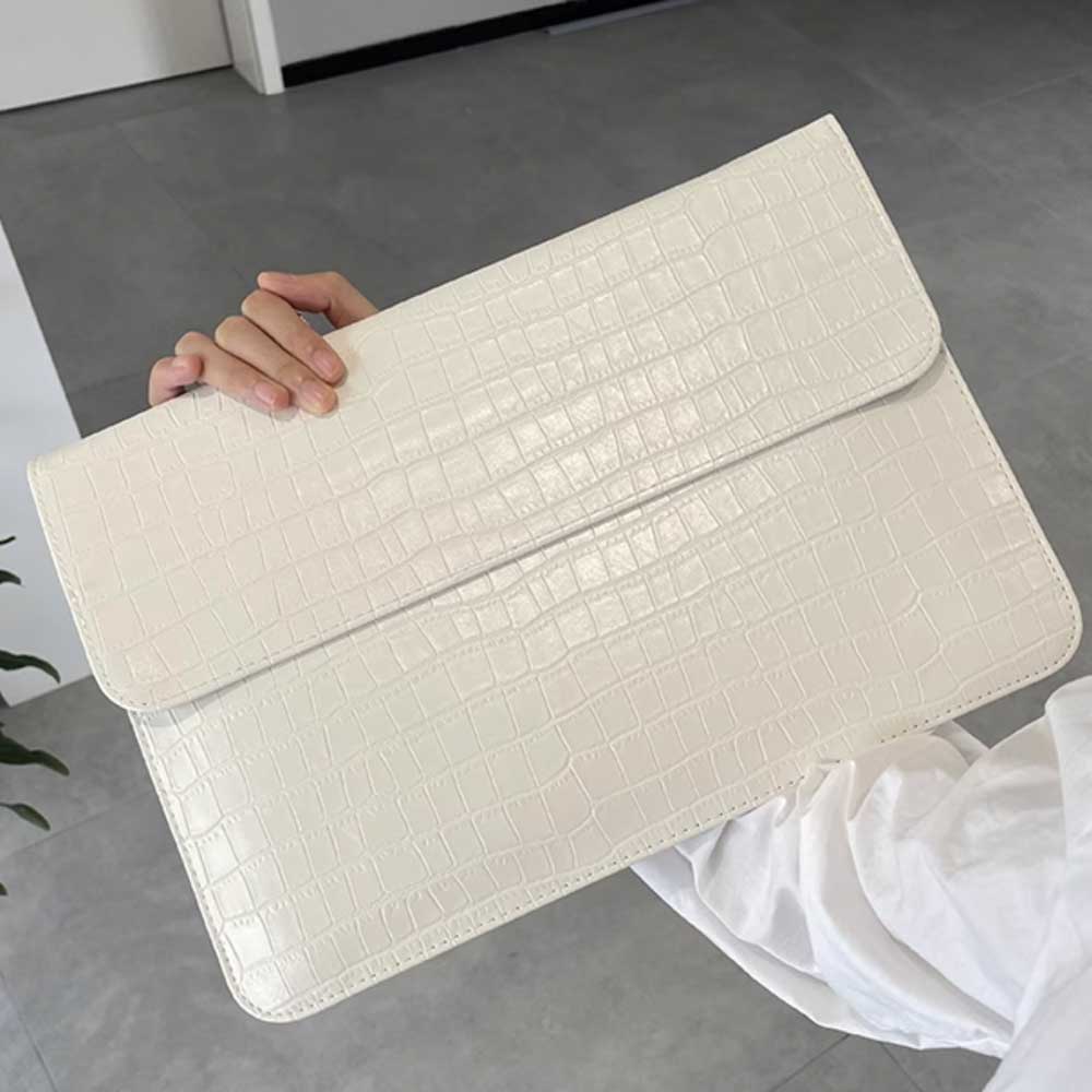 white crocodile PC bag