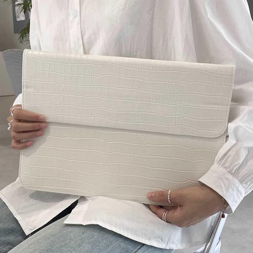 white crocodile PC bag