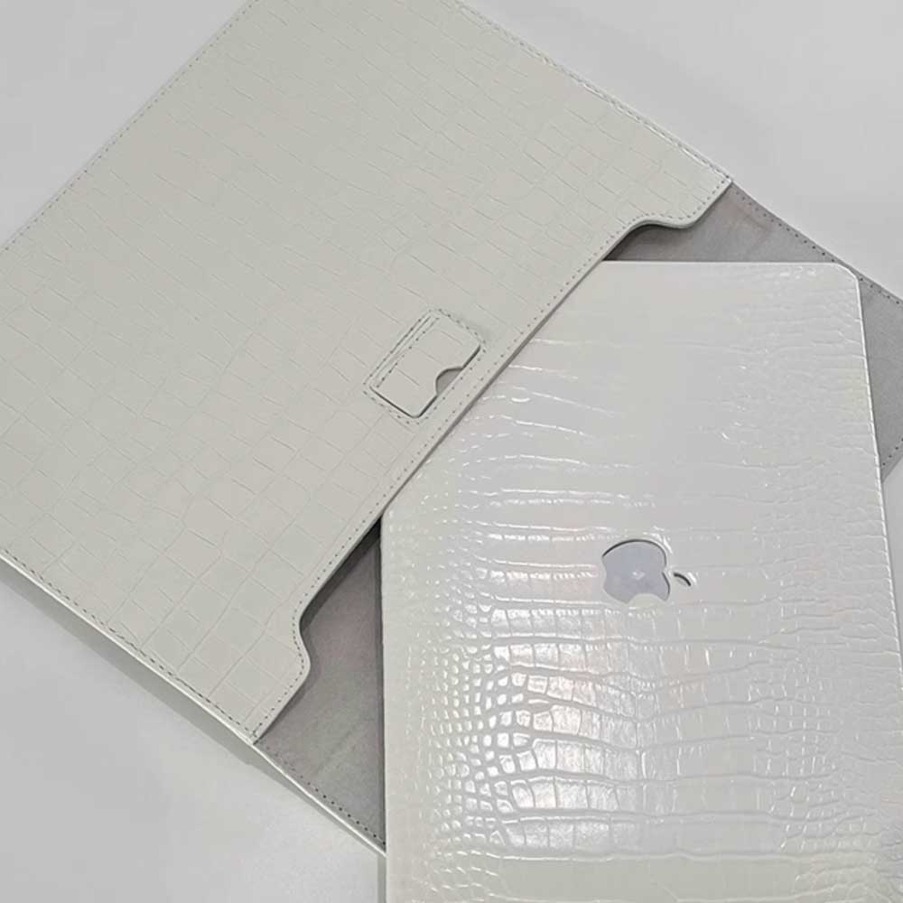 white crocodile PC bag