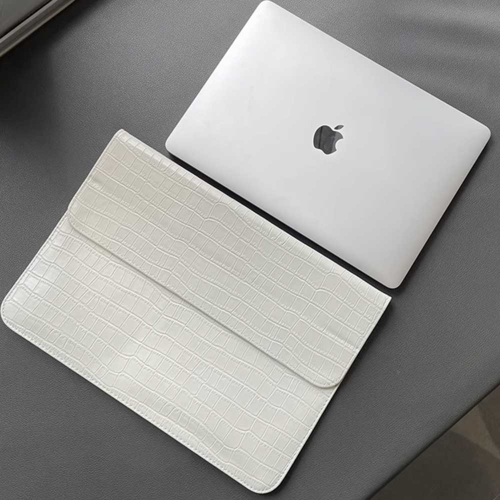 white crocodile PC bag