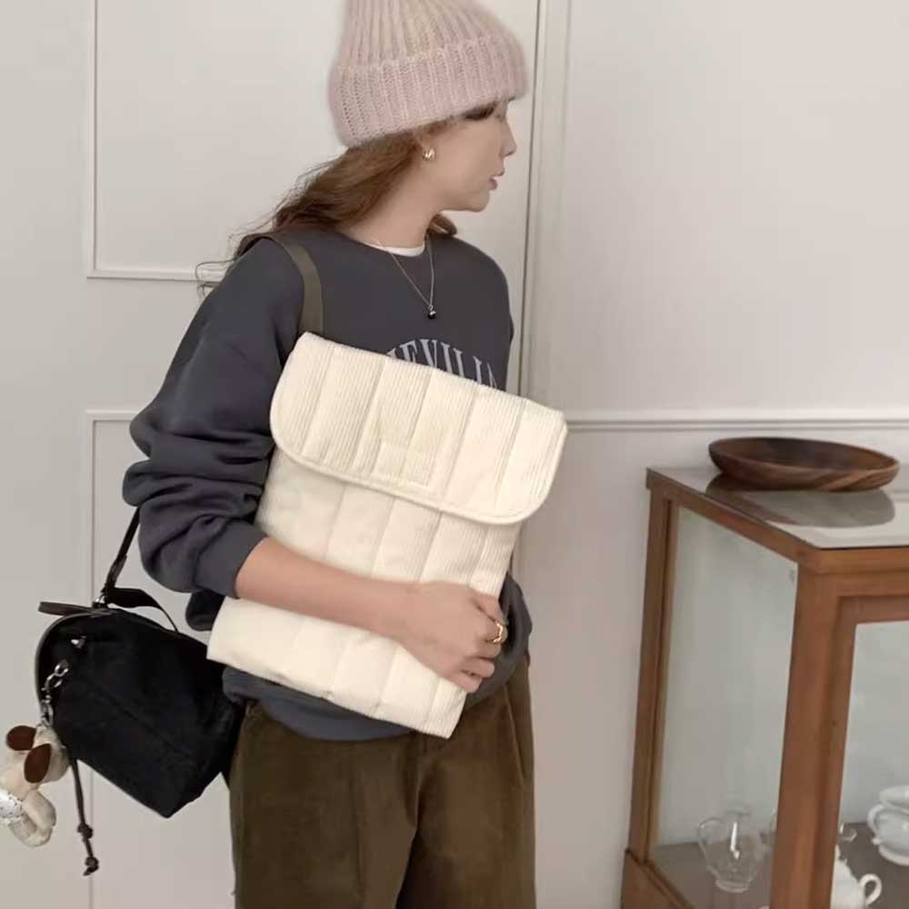 3color corduroy flap ipad & pc bag