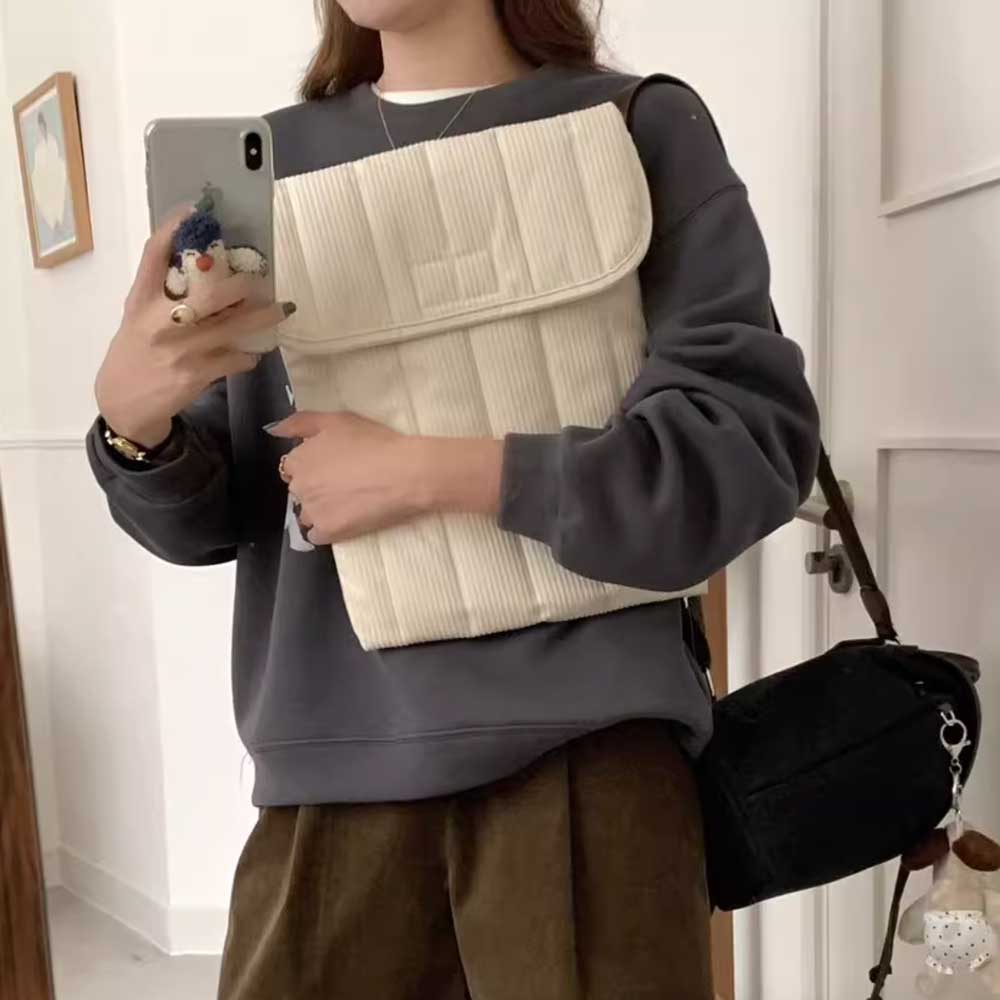 3color corduroy flap ipad & pc bag