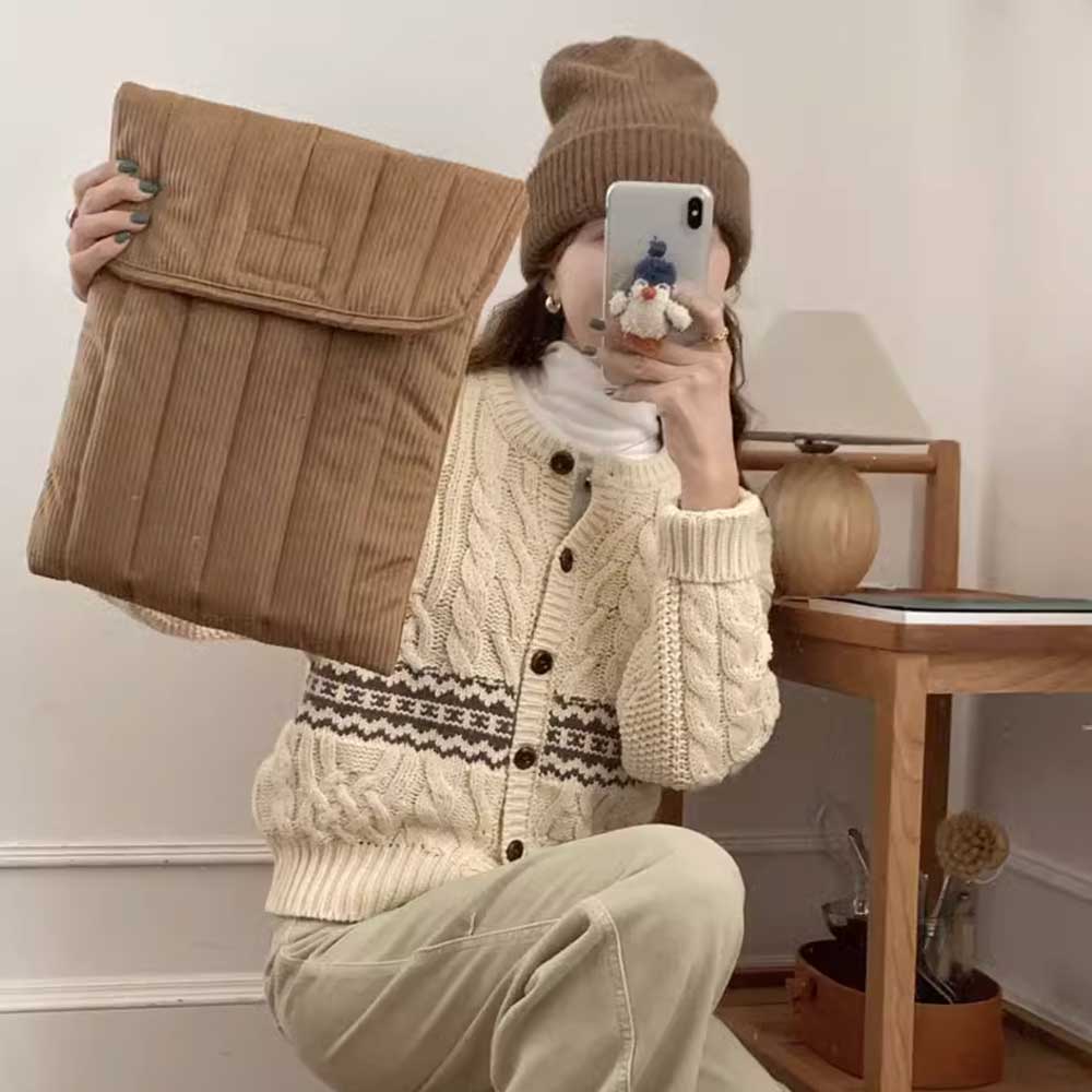 3color corduroy flap ipad & pc bag