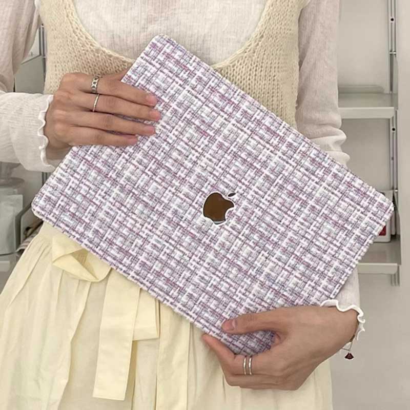 purple tweed Mac book case