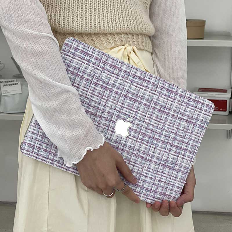 purple tweed Mac book case
