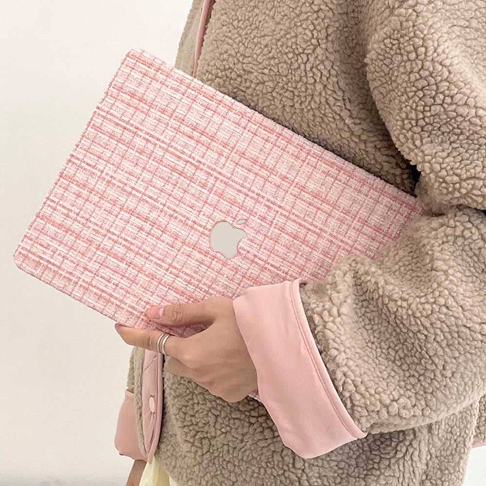 pink tweed Mac book case