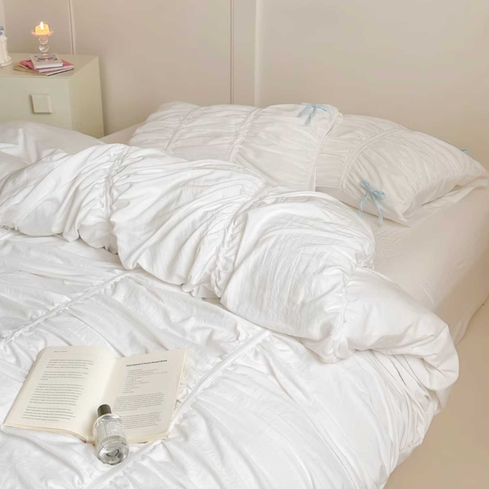 6color gathered ribbon bedlinen set