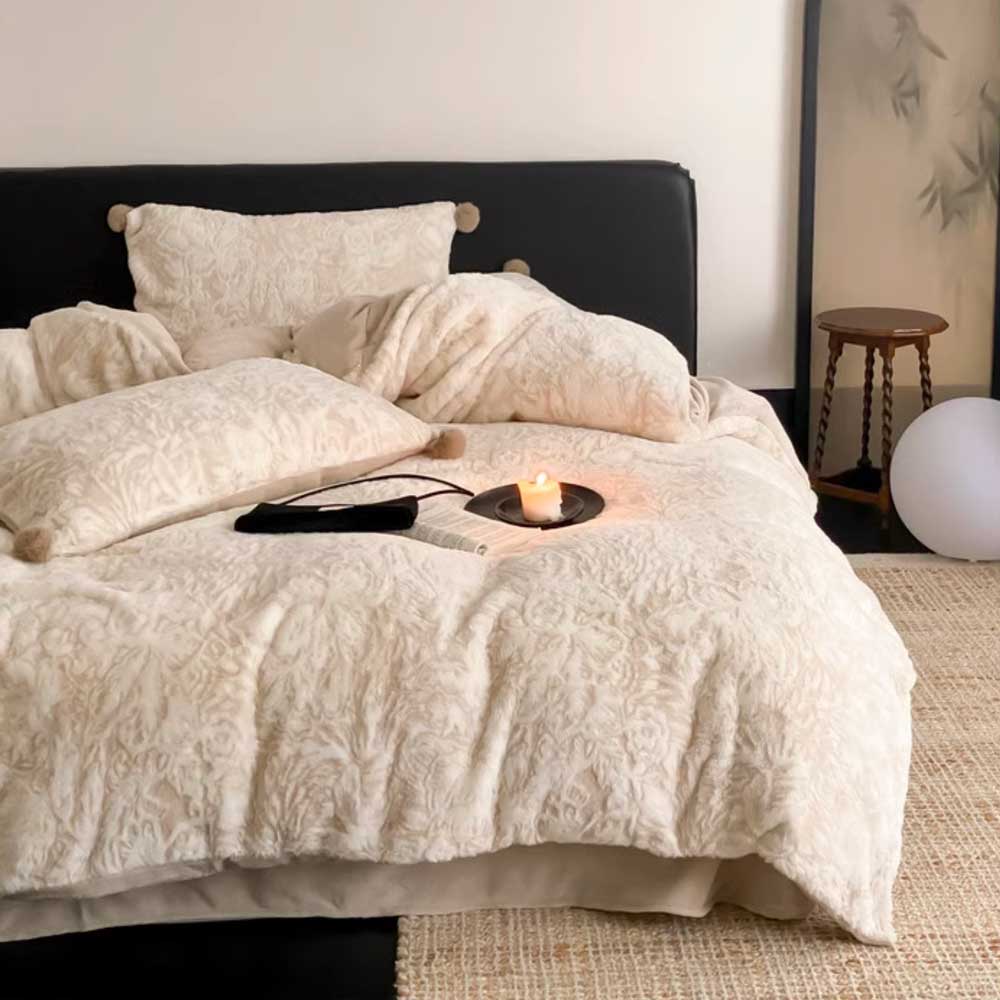 3color elegant embossing bedlinen set