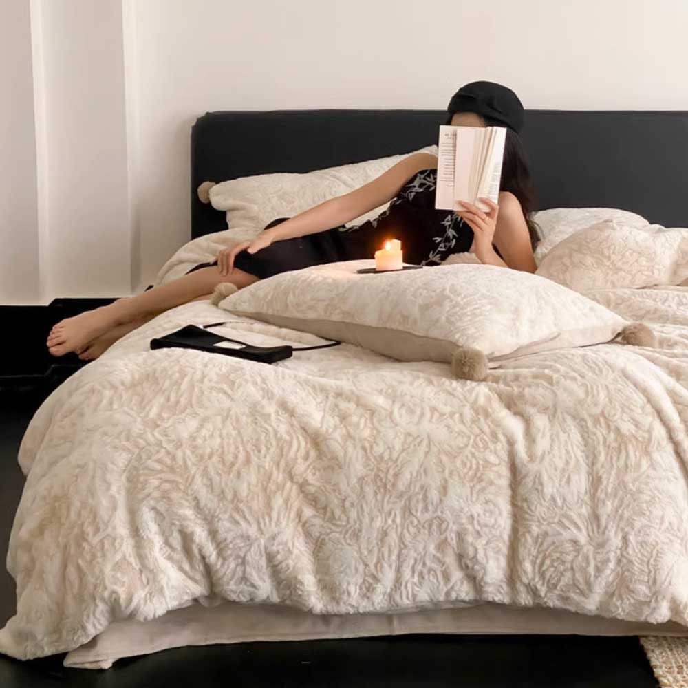 3color elegant embossing bedlinen set
