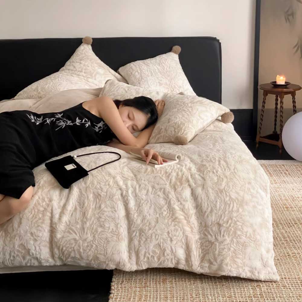 3color elegant embossing bedlinen set