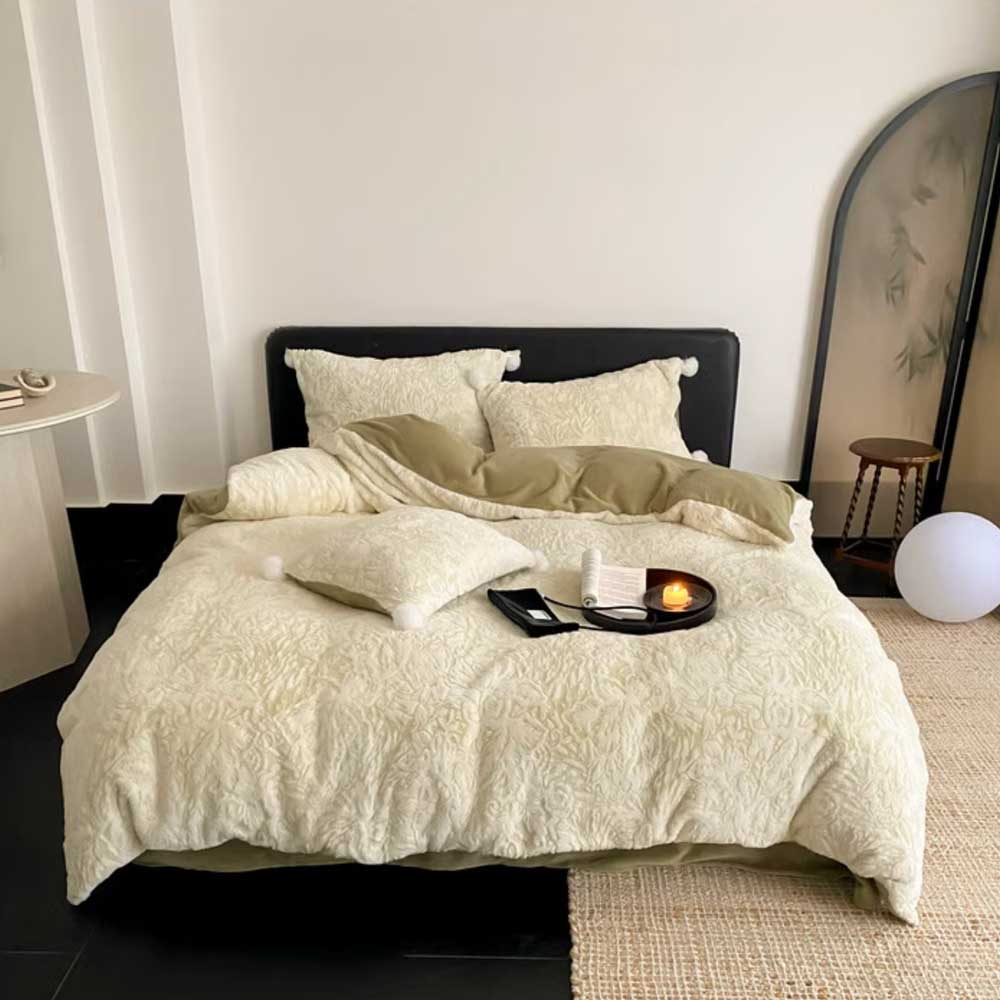 3color elegant embossing bedlinen set