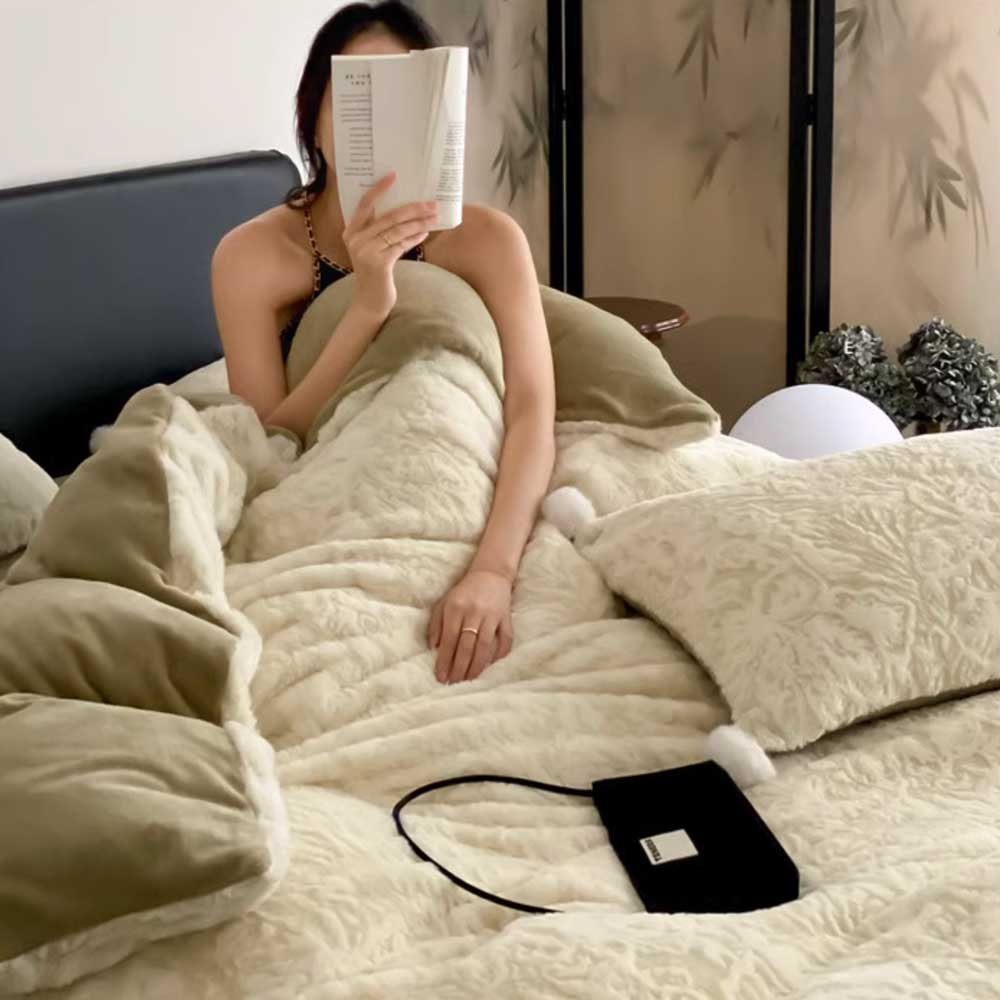 3color elegant embossing bedlinen set