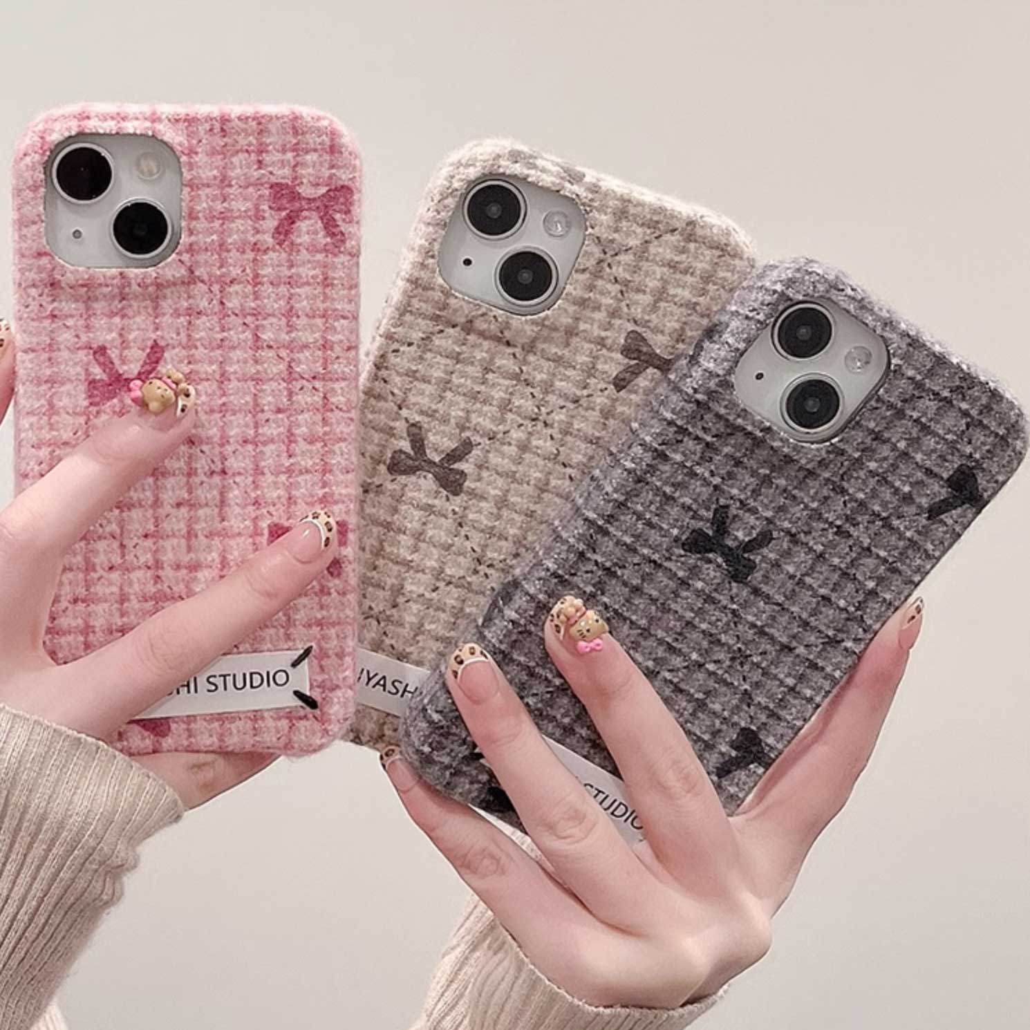 3color tweed ribbon iPhone case