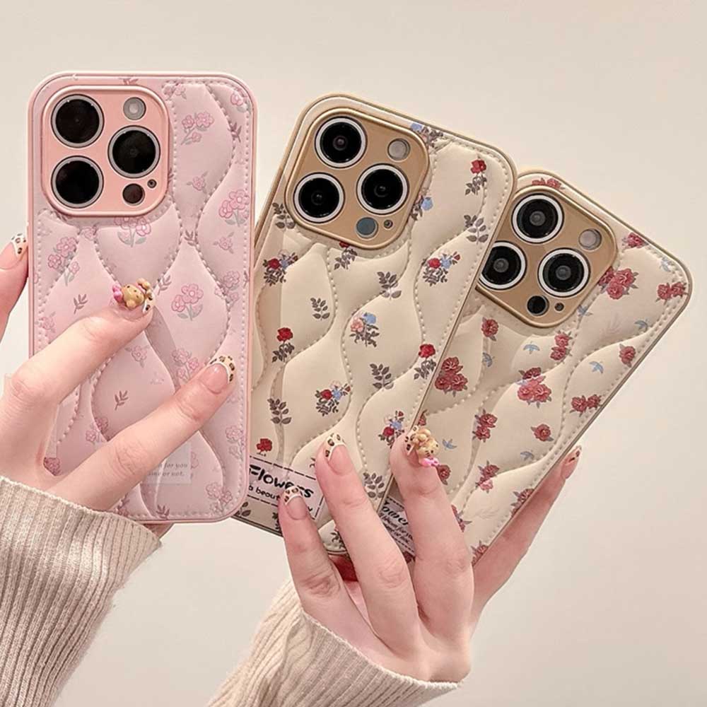 3color flower quilt iPhone case