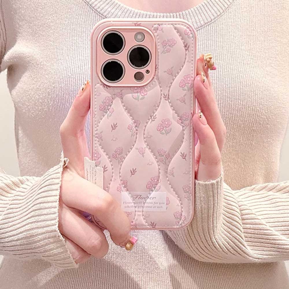 3color flower quilt iPhone case