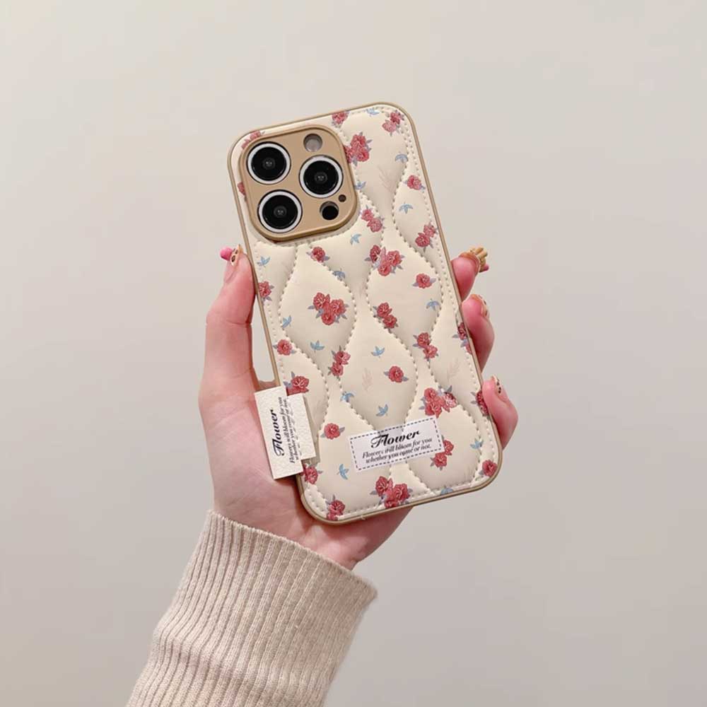 3color flower quilt iPhone case