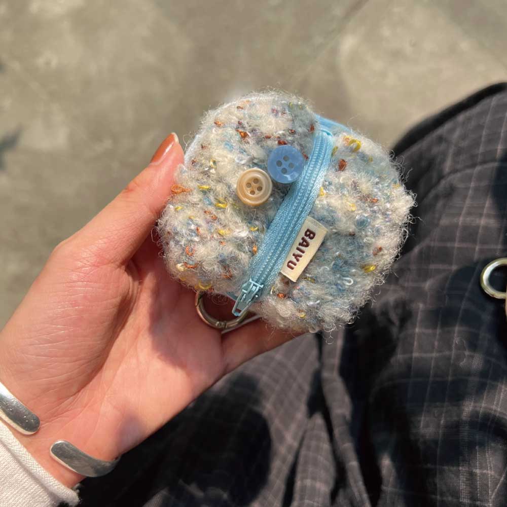 2color mix knit Airpods case bag