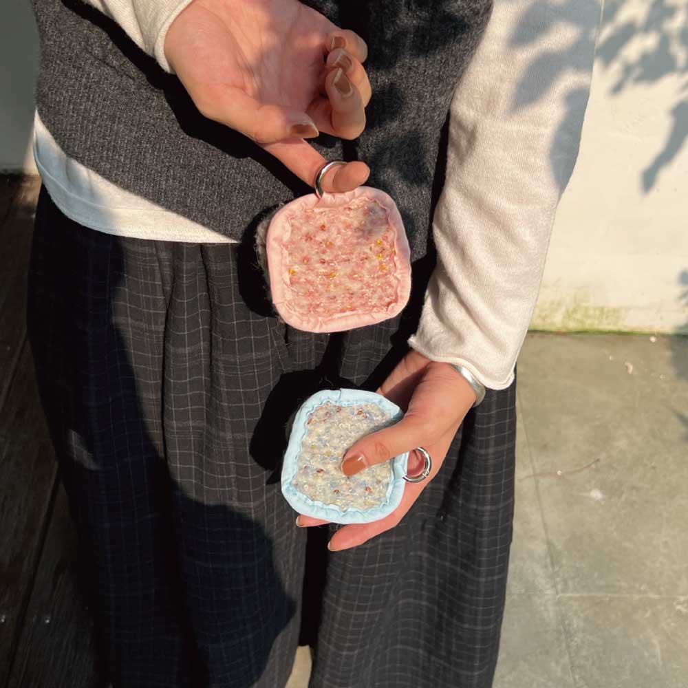 2color mix knit Airpods case bag