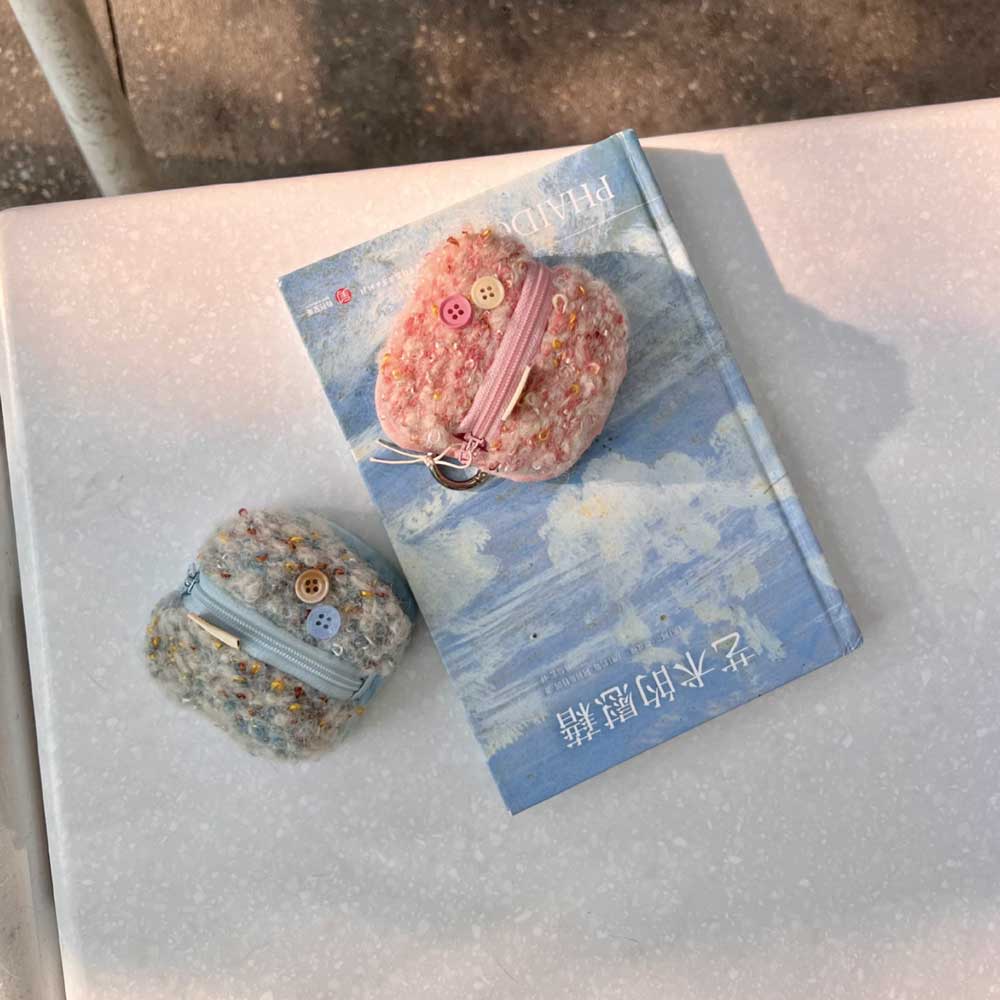 2color mix knit Airpods case bag