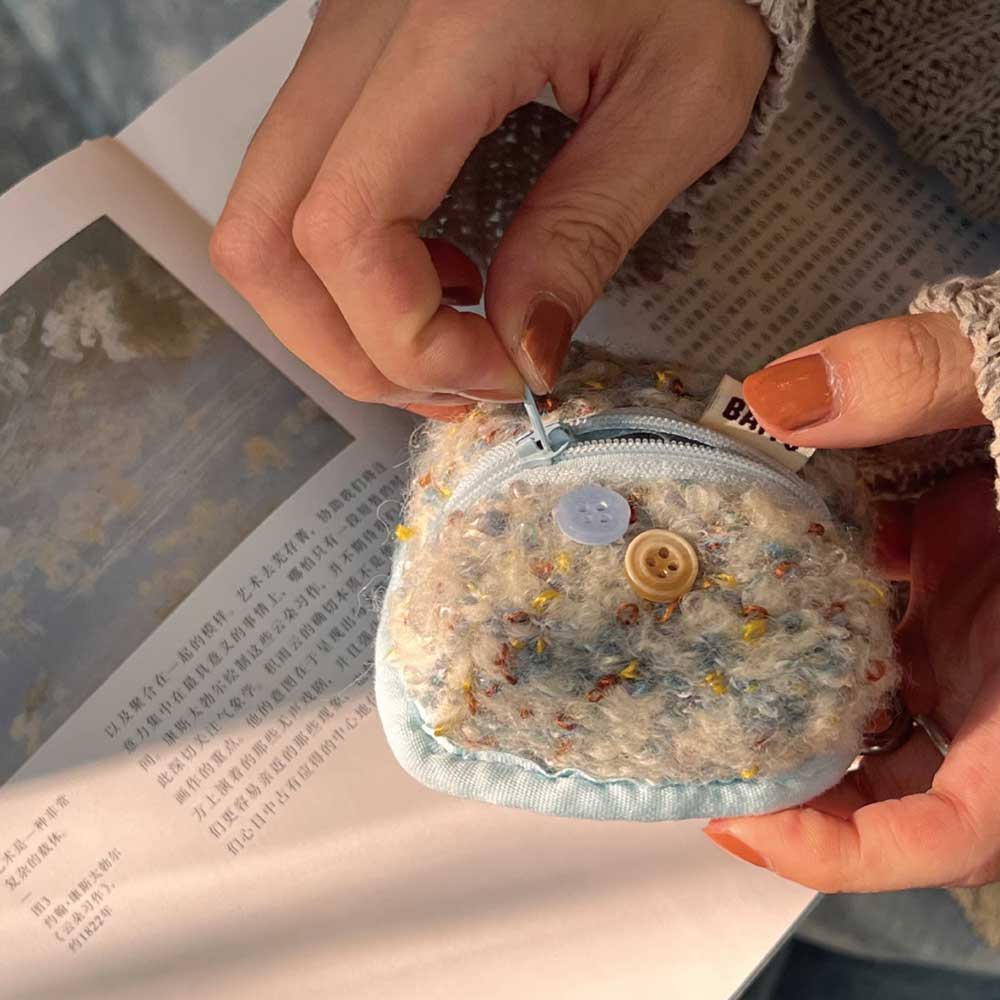 2color mix knit Airpods case bag