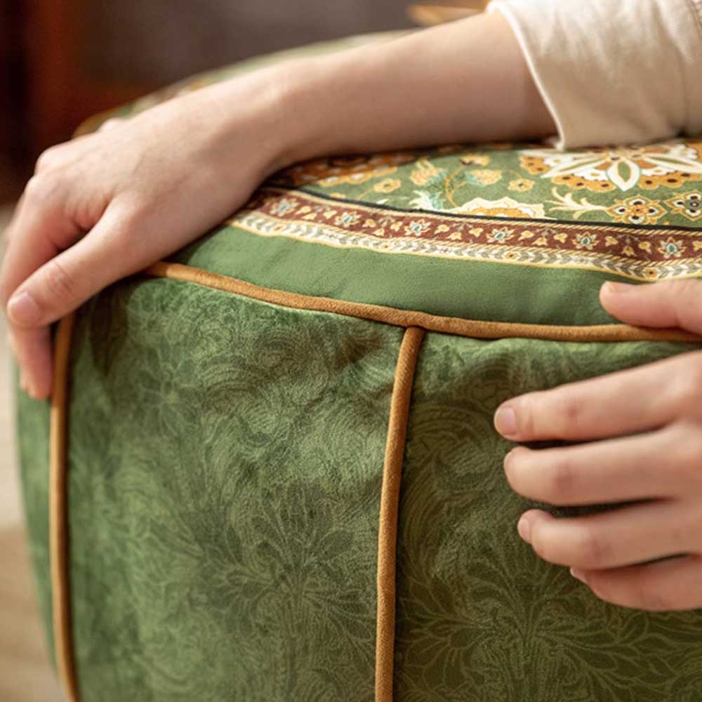 ethnic green flower stool