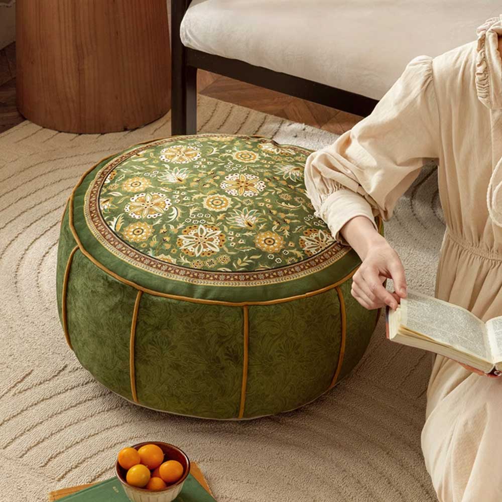 ethnic green flower stool