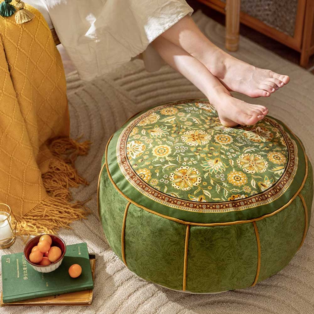 ethnic green flower stool