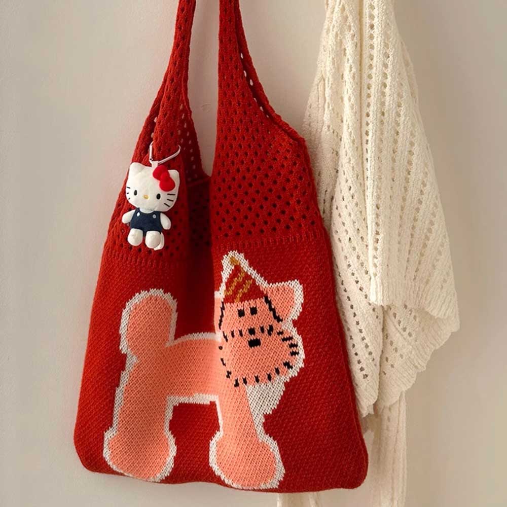 hat dog knit bag