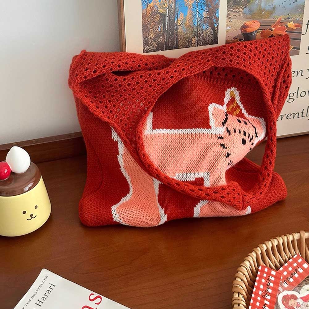 hat dog knit bag