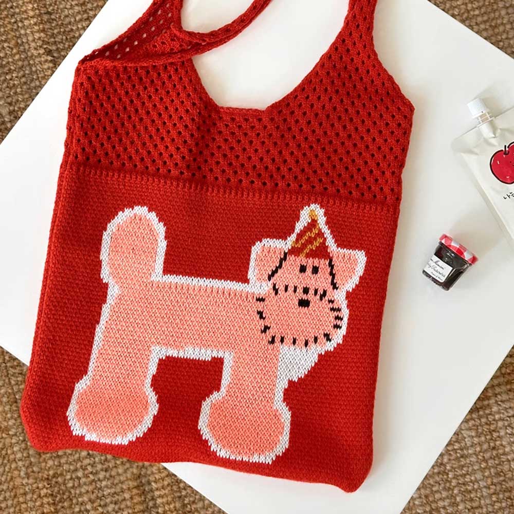 hat dog knit bag