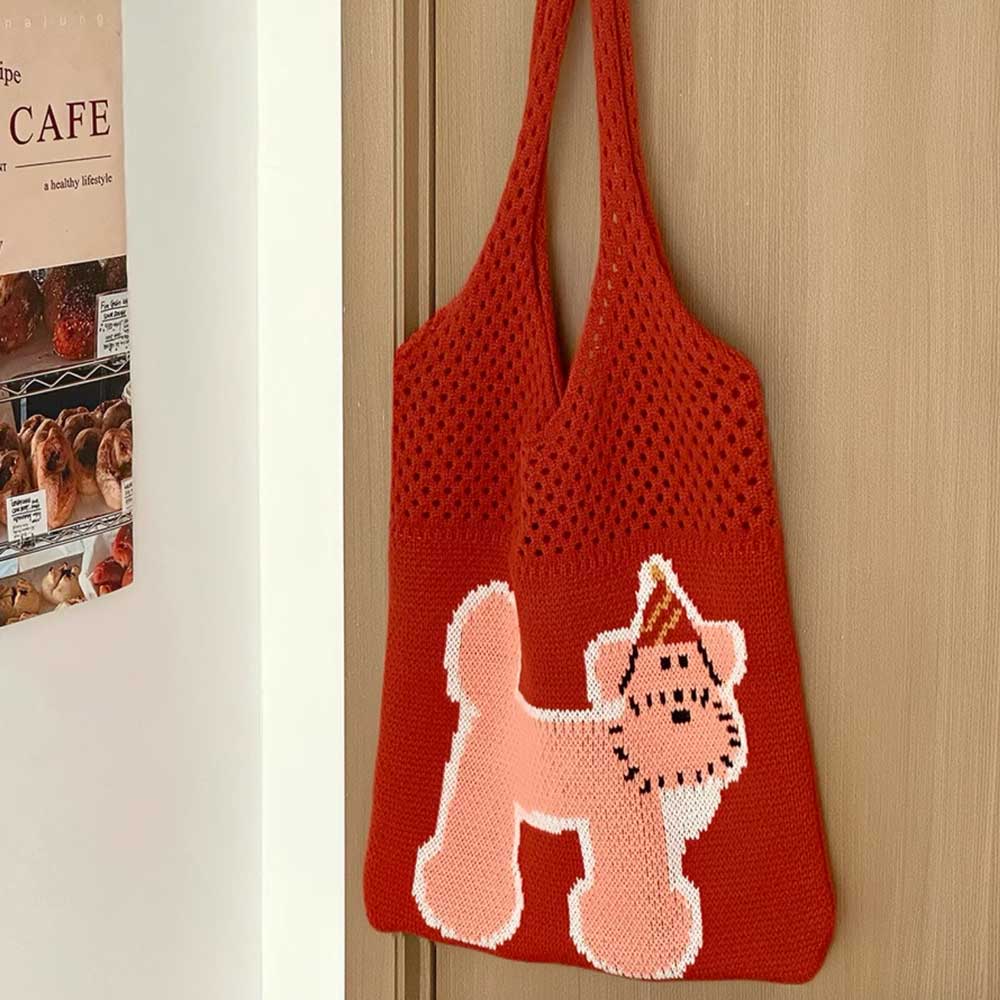 hat dog knit bag