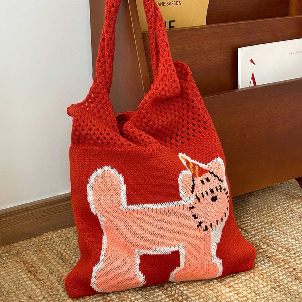 hat dog knit bag